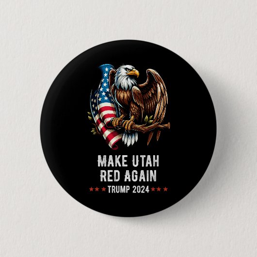ユタを再び赤く共和党の鷲トランプ 缶バッジ (正面)