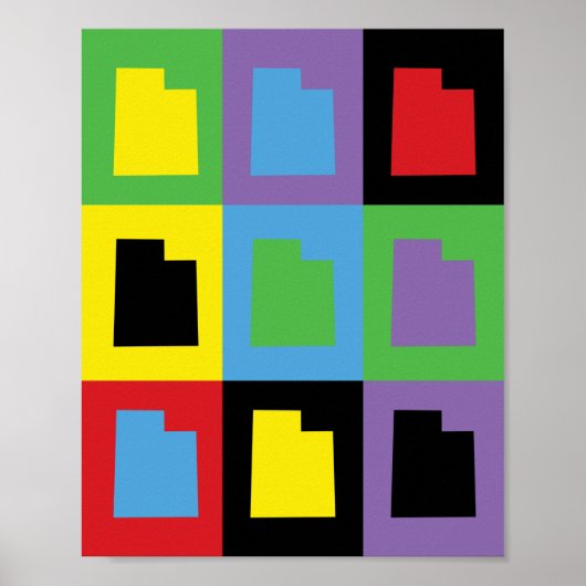 ユタカラフルアートポップ・アートの州輪郭パターン ポスター (正面)