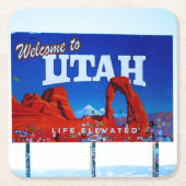 ユタサインへようこそ スクエアペーパーコースター (正面)