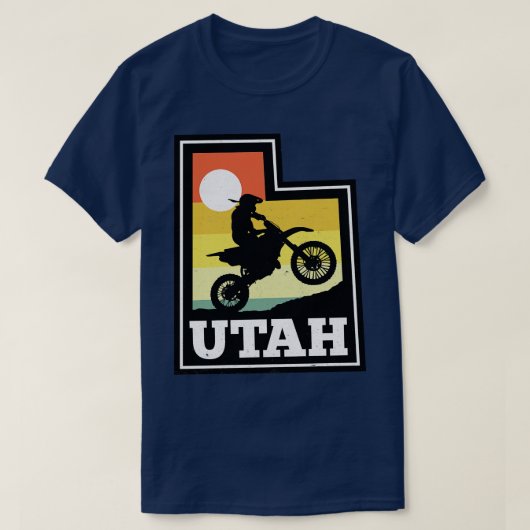 ユタダートバイクヴィンテージサンセット州シェイプ Tシャツ (デザイン正面)
