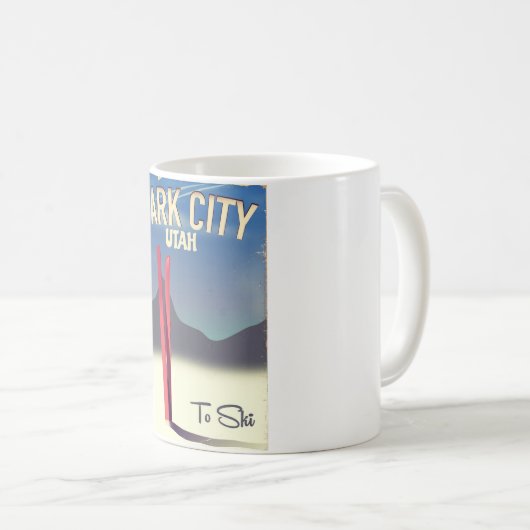ユタパークシティスキー旅行ポスター コーヒーマグカップ (正面右)