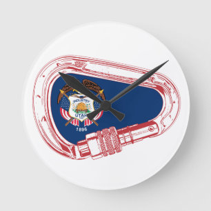 ユタフラッグ登山カラビナー ラウンド壁時計