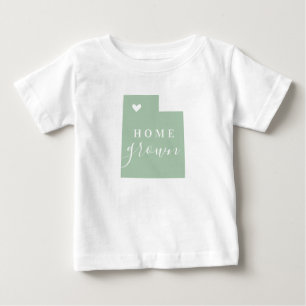 ユタホームグロウン 編集可能カラー州マップ ベビーTシャツ