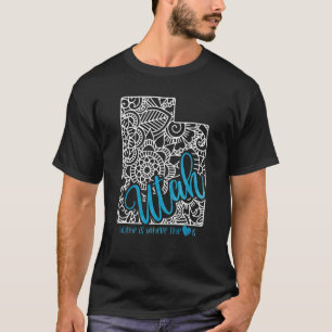 ユタホーム州UTマンダラマップアメリカUs Patr Tシャツ