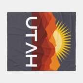 ユタレトロヴィンテージデザートサンセット フリースブランケット (正面(横))