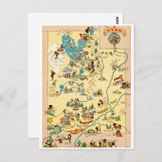 ユタヴィンテージおもしろいの地図 ポストカード (正面/裏面)