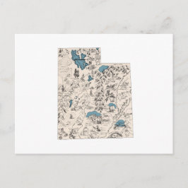 ユタヴィンテージ写真地図アンティーク歌漢図 ポストカード