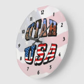 ユタ写真と米国国旗の文字 ラージ壁時計 (傾斜)