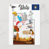 ユタ州と都市の専攻の地図 ポストカード (正面)