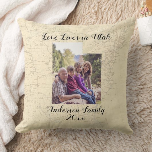 ユタ州に住む古い地図州の写真 クッション (ブランケット)