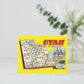 ユタ州のレトロ地図ポストカード はがき (スタンド正面)