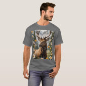 ユタ州のワセリンマムシグサの花に囲まれたマウンテンエルク Tシャツ (正面フル)