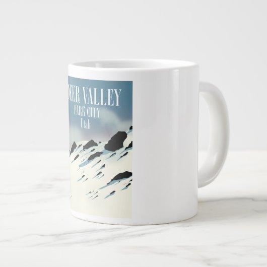 ユタ州の公園都市、鹿の谷、スキーのポスター ジャンボコーヒーマグカップ (正面右)