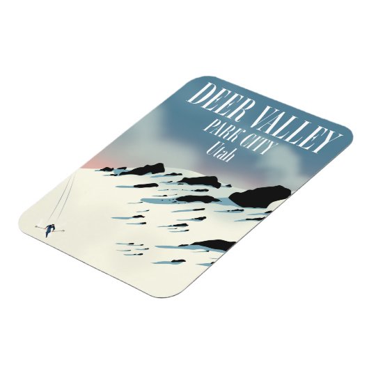 ユタ州の公園都市、鹿の谷、スキーのポスター マグネット (左側)