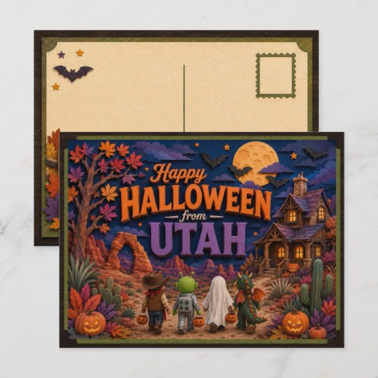 ユタ州の子どもたちからのハロウィンの挨拶 ポストカード (正面/裏面)