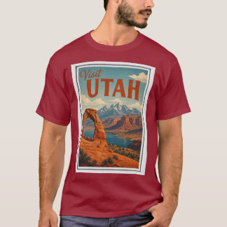 ユタ州の旅のレトロなデザイン Tシャツ