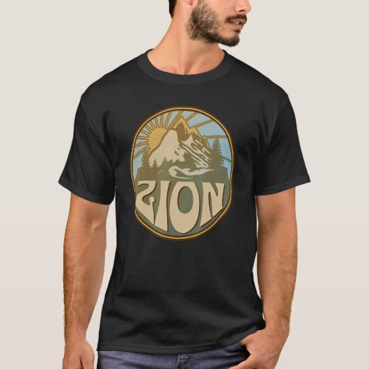 ユタ州の自然 Zion National Park  山々 ハイキング アウトドア Tシャツ (正面)