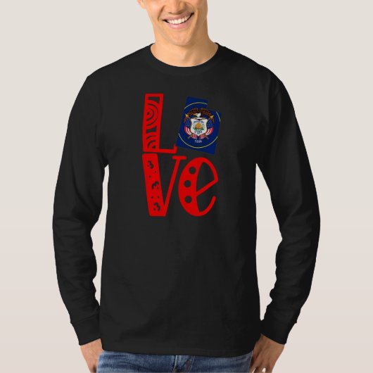 ユタ州をブロック文字で愛する Tシャツ (正面)