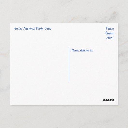 ユタ州アーチス国立公園統一された州 ポストカード (裏面)