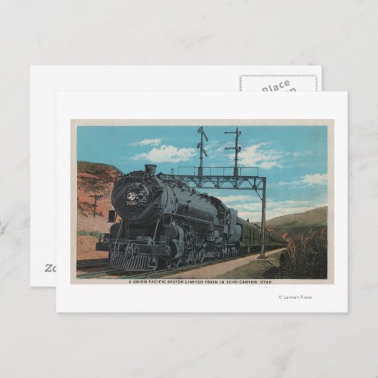 ユタ州エコー・キャニオン、ユニオン・パシフィック・トレイン ポストカード (正面/裏面)