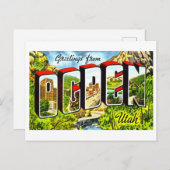 ユタ州オグデンからのヴィンテージの挨拶 ポストカード (正面/裏面)