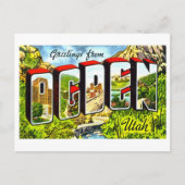 ユタ州オグデンからのヴィンテージの挨拶 ポストカード (正面)
