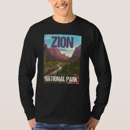 ユタ州ザイオン国立公園 ポスター デザイン Tシャツ (正面)