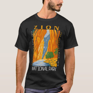 ユタ州ザイオン国立公園 ヴィンテージ ザ・ナローズ Tシャツ