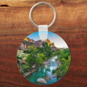 ユタ州シオンの川の夕日 キーホルダー (正面)