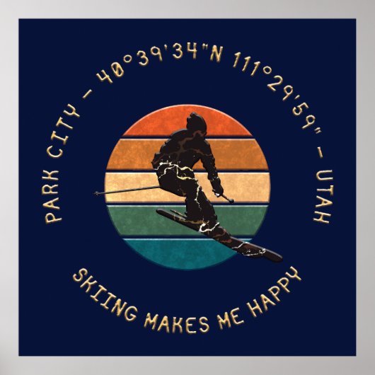 ユタ州スキーパークシティ – マンスキーヤーゴールデン文字 ポスター (正面)