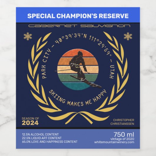 ユタ州スキーパークシティ – マンスキーヤーゴールデン文字 ワインラベル (シングルラベル)