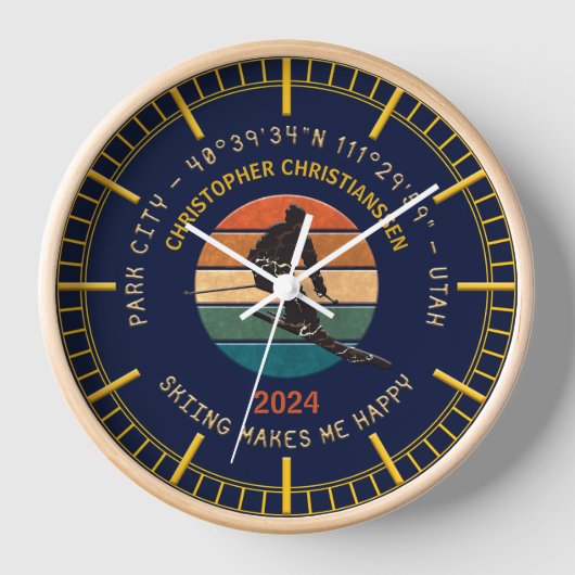 ユタ州スキーパークシティ – マンスキーヤーゴールデン文字 壁時計 (正面)