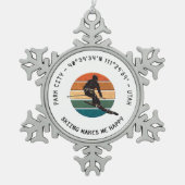 ユタ州スキーパークシティ – マンスキーヤー,ブラック文字 スノーフレークピューターオーナメント (正面)