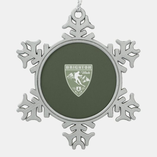 ユタ州スキーブライトン スノーフレークピューターオーナメント (正面)