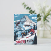 ユタ州スノーベイスンでのスキーの冒険 ポストカード (スタンド正面)