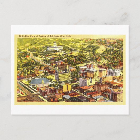 ユタ州ソルトレイクシティの鳥瞰図,ヴィンテージ ポストカード (正面)