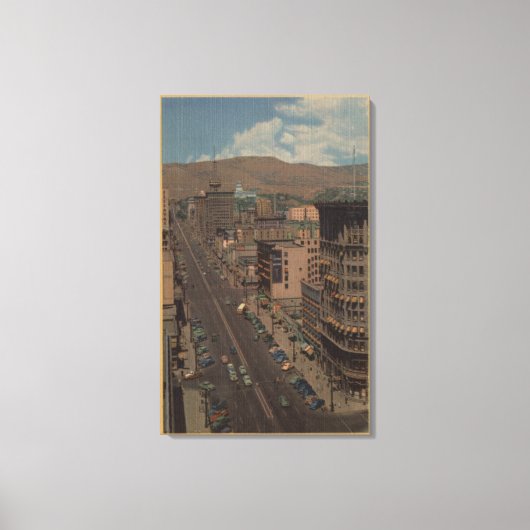 ユタ州ソルトレイクシティ – View of Main St. キャンバスプリント (正面)