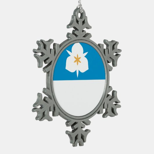 ユタ州ソルトレークシティー国旗 スノーフレークピューターオーナメント (左)