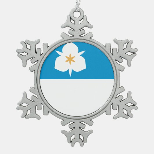 ユタ州ソルトレークシティー国旗 スノーフレークピューターオーナメント (正面)