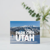 ユタ州パークシティの楽しいビンテージ風雪山 ポストカード (スタンド正面)