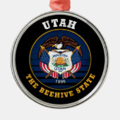 ユタ州ビーハイブ州旗 メタルオーナメント (正面)