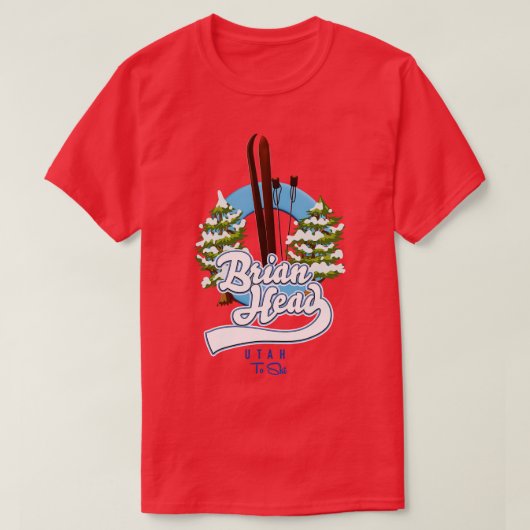 ユタ州ブライアン・ヘッドがスキーをする Tシャツ (デザイン正面)