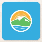 ユタ州プロボ国旗 スクエアペーパーコースター (正面)