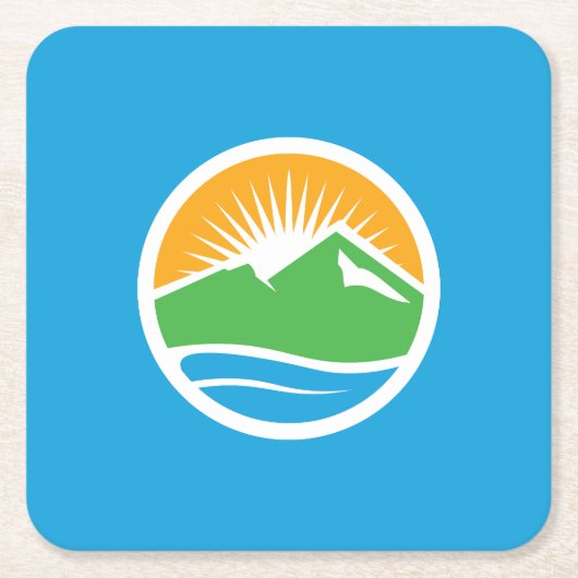 ユタ州プロボ国旗 スクエアペーパーコースター (正面)