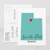 ユタ州マップ型Save the Date 案内ポストカード (正面/裏面)