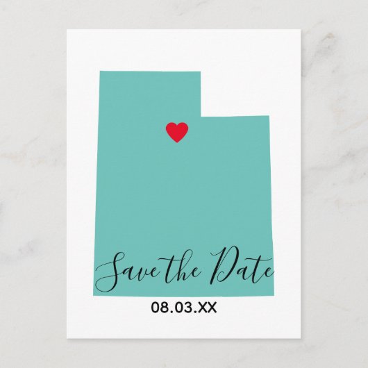 ユタ州マップ型Save the Date 案内ポストカード (正面)