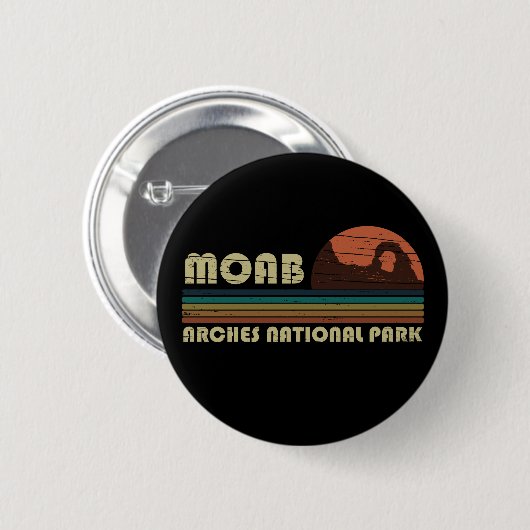 ユタ州モアブ アーチーズ国立公園のビンテージサンセット 缶バッジ (正面&裏面)