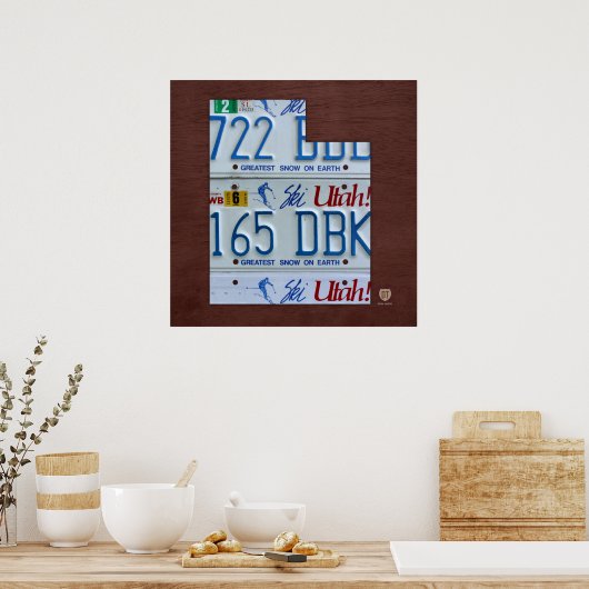 ユタ州ライセンスプレートマップ ポスター (キッチン)