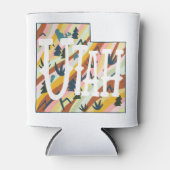 ユタ州図解入りの、写真付きのの地図 缶クーラー (正面)