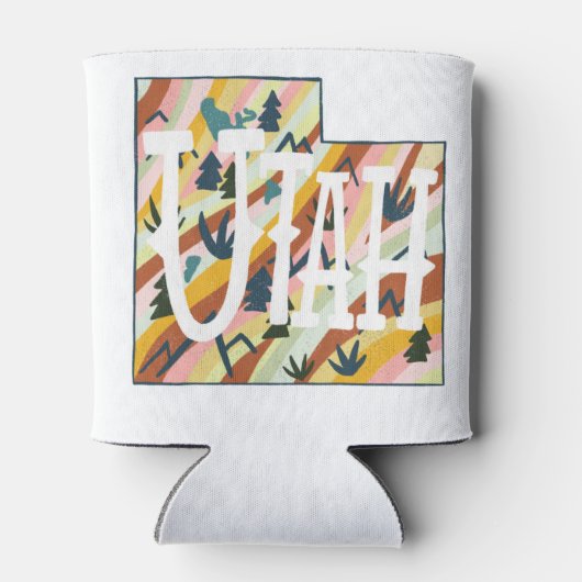 ユタ州図解入りの、写真付きのの地図 缶クーラー (裏面)